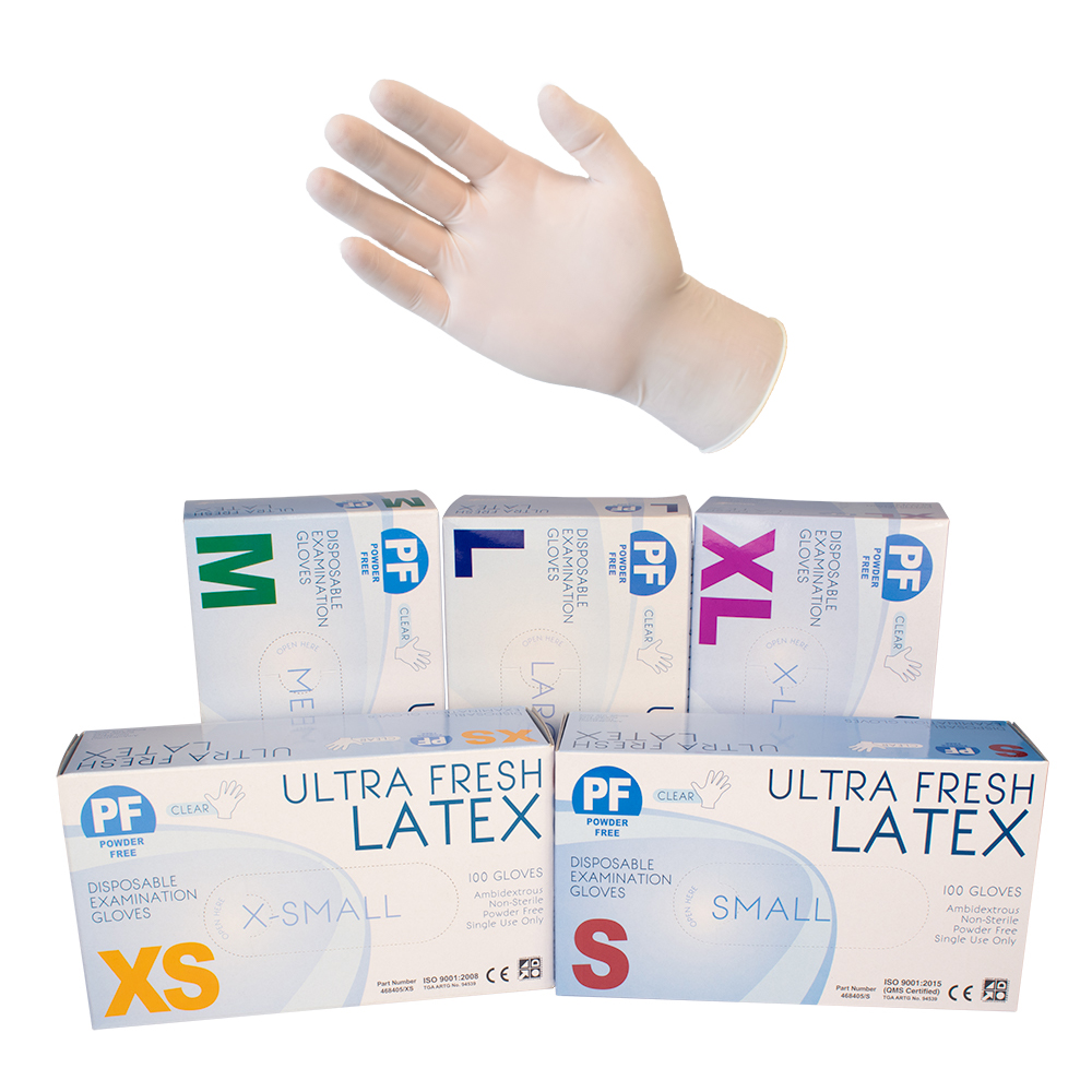 Ultra Fresh Clear Latex Powder Free Examination Gloves