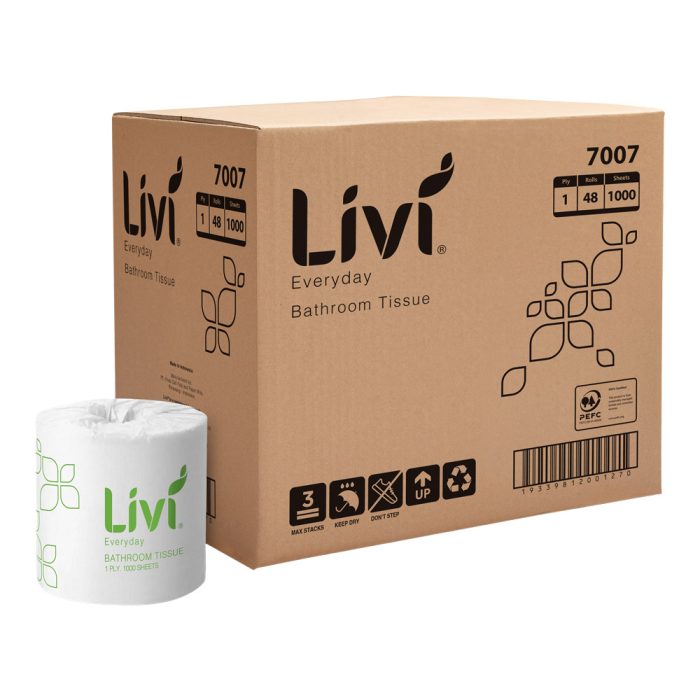 LIVI Basics 1 Ply 1000 sheet Toilet Tissues x 48 rolls LIVI Basics 1 Ply 1000 sheet Toilet Tissues x 48 rolls