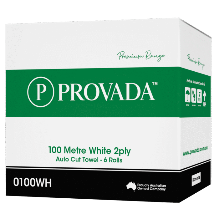Provada 100 metre 2 ply Auto Cut Roll Towels x 6 rolls Provada 100 metre 2 ply Auto Cut Roll Towels x 6 rolls