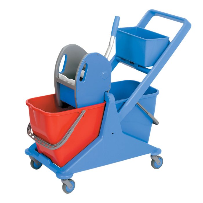 2x25L Double Bucket Trolley With Mop Head Wringer Press