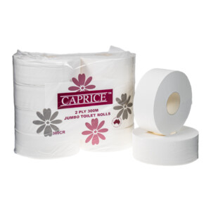 Caprice Jumbo Toilet Paper Rolls 300m (2 Ply) X 8 Rolls