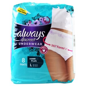 Always Pk8 Discreet Underwear Plus Large With Odour Control